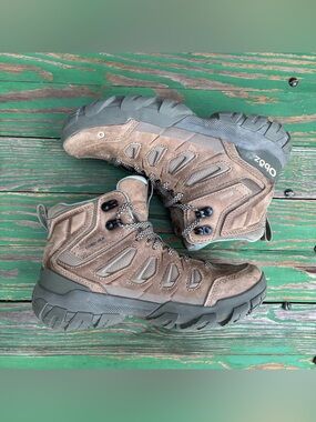 Oboz Womens Sawtooth X Mid B-DRY Nubuck Dark Tan Hiking Boots Rockfall Sz 7 Shoe
